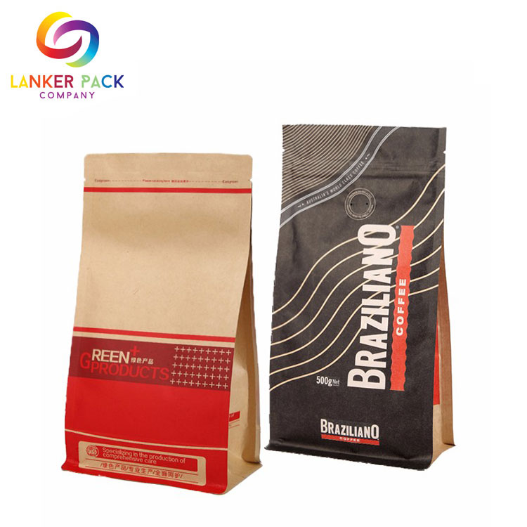 Sac ziplock à fond plat de conception personnalisée pour le café