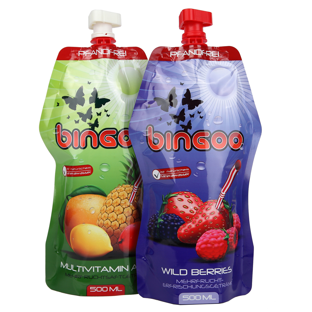Emballage de poche de bec en forme de jus de fruits